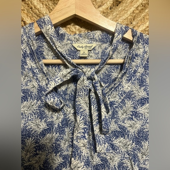 Lucky Brand Women's Tie Front Long Sleeve Print Peasant Blouse,Size Small - Picture 2 of 8